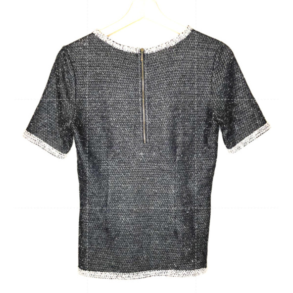 Cabi Tweed Knit Top Womens Small S CAbi #542 Black Gray Coco Shell Back Zipper - Picture 10 of 11